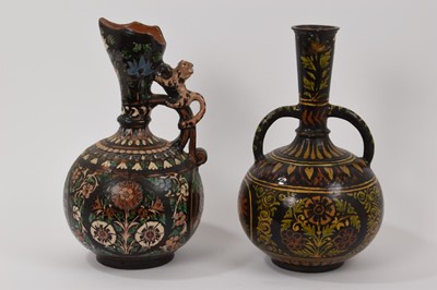 Lot 119 - Antique Bombay School of Art pottery vase and ewer, India (2)
