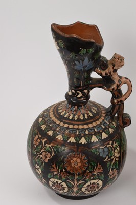 Lot 119 - Antique Bombay School of Art pottery vase and ewer, India (2)