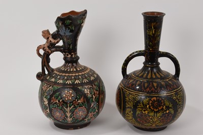 Lot 119 - Antique Bombay School of Art pottery vase and ewer, India (2)