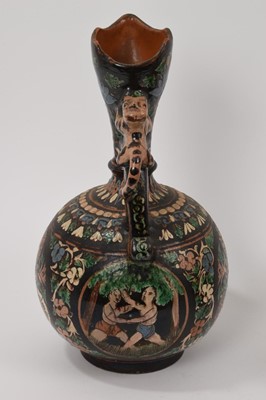 Lot 119 - Antique Bombay School of Art pottery vase and ewer, India (2)