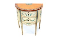 Lot 1435 - George III-style satinwood and polychrome...