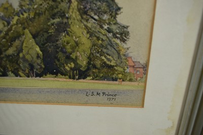 Lot 1025 - Louis Prince (act.1923-1959) watercolour - St Gregory's Church Sudbury, signed and dated 1971, 31cm x 49cm, in glazed frame