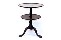 Lot 1438 - George III mahogany two tier dumb waiter,...