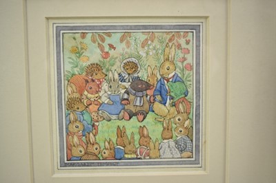 Lot 963 - Margaret Tempest (1892-1982) watercolour, original illustration from 'Hare Joins the Home Guard by Alison Utley, together with a copy of the book