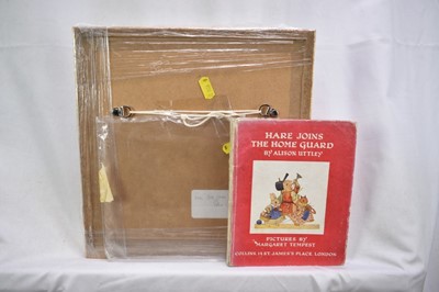Lot 963 - Margaret Tempest (1892-1982) watercolour, original illustration from 'Hare Joins the Home Guard by Alison Utley, together with a copy of the book