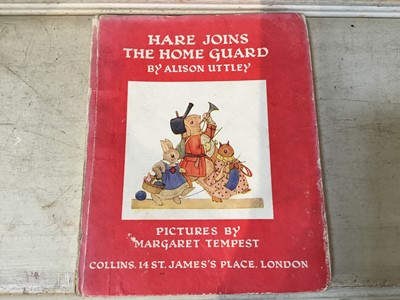 Lot 963 - Margaret Tempest (1892-1982) watercolour, original illustration from 'Hare Joins the Home Guard by Alison Utley, together with a copy of the book