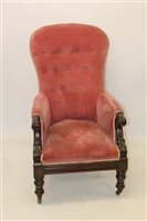 Lot 1440 - William IV mahogany button back armchair with...
