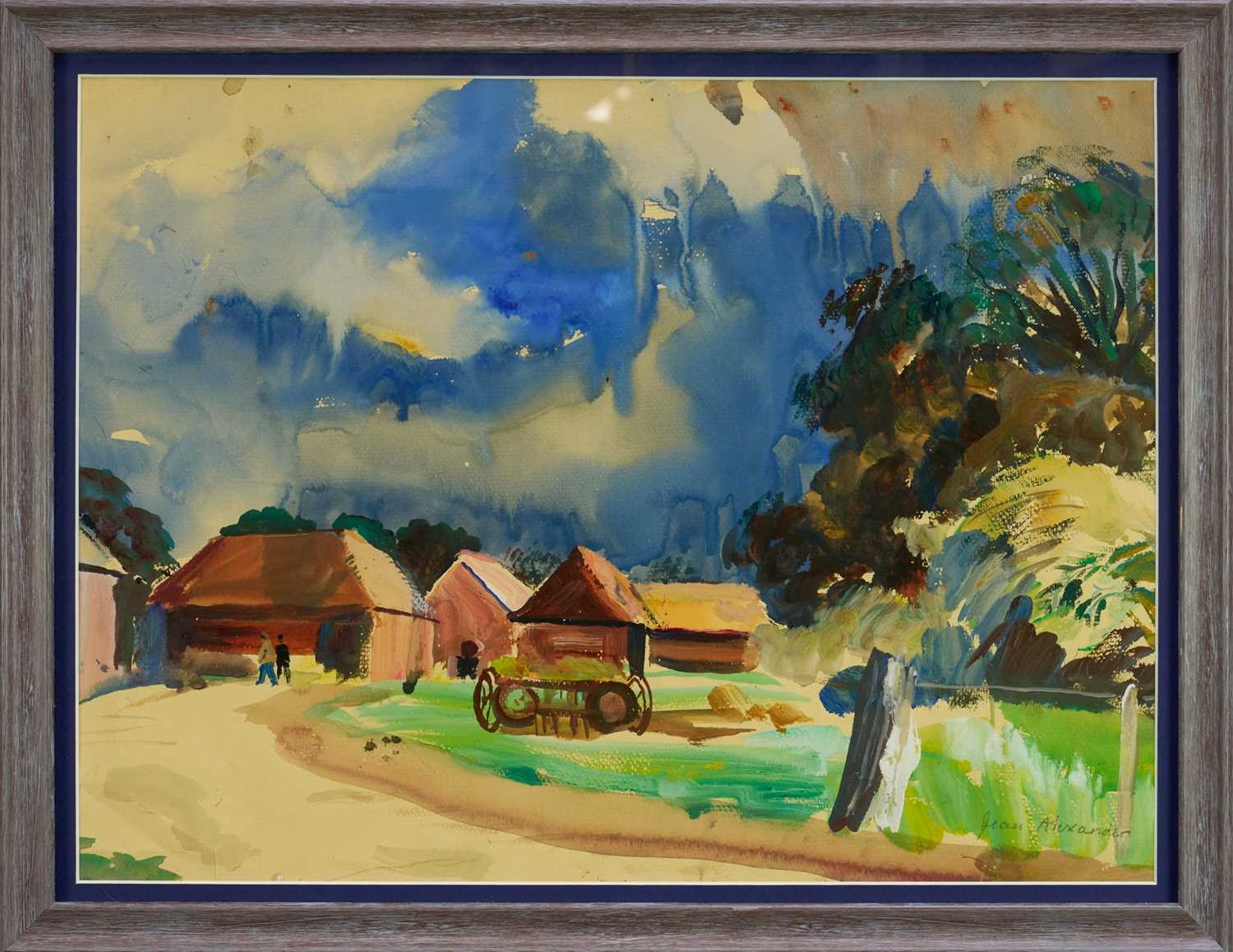 Lot 1266 - Jean Dryden Alexander (1911-1994) watercolour - Walton on the Naze Farmstead, probably Eage's Farm or Blyth's Farm, signed, in glazed frame