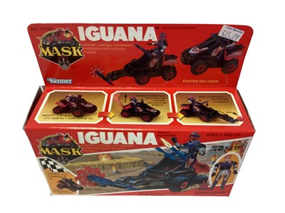 Lot 106 - Kenner Parker (1987) M.A.S.K. Original Series 3 Vehicles Jackal VENOM Jet Cycle/Jet Glider and Booster Cycle with two Bruno Sheppard action figure, Iguana VENOM 4 Wheel ATV Mobile Shredder with Les...