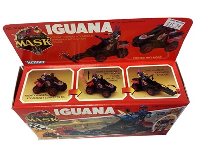 Lot 106 - Kenner Parker (1987) M.A.S.K. Original Series 3 Vehicles Jackal VENOM Jet Cycle/Jet Glider and Booster Cycle with two Bruno Sheppard action figure, Iguana VENOM 4 Wheel ATV Mobile Shredder with Les...