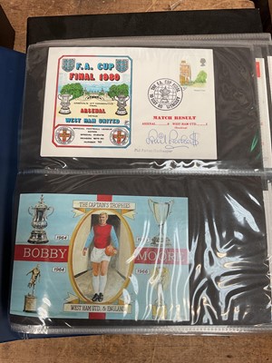 Lot 36 - Two albums of football covers, some signed