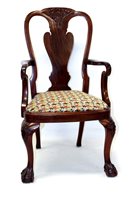 Lot 1442 - George I-style walnut elbow chair with solid...