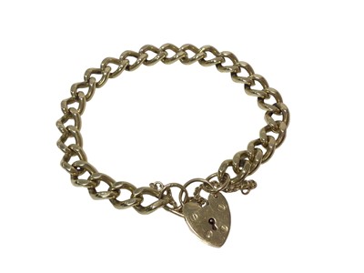 Lot 510 - 9ct gold curb link bracelet with padlock clasp