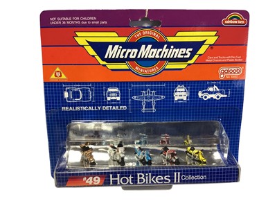 Lot 125 - Galoob (c1988) Micro Machines Collections including Helicopter, Antiques, Space, Zbots & Hot Bikes II, on card with bubblepack No.6400 (5)