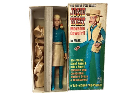 Lot 127 - Marx Toys (c1960's) The Johnny West Series Josie West 9 " Cowgirl action figure, with accessories (watch missing), boxed with assembly sheet 2067A (1)