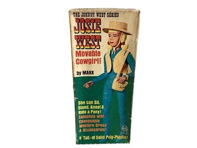 Lot 127 - Marx Toys (c1960's) The Johnny West Series Josie West 9 " Cowgirl action figure, with accessories (watch missing), boxed with assembly sheet 2067A (1)