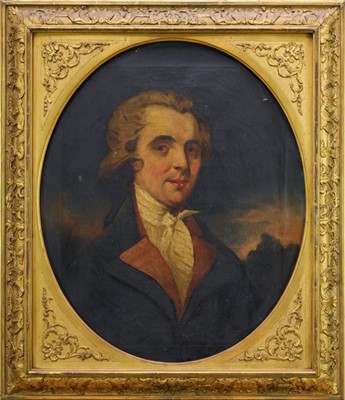 Lot 917 - English School, early 19th century, oil on canvas - Portrait of a Gentleman, Charles Hampton Knight of Windsor, inscribed verso and dated 1824