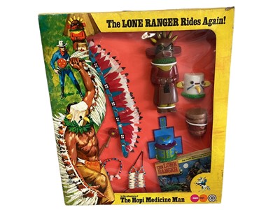 Lot 138 - Marx Toys (c1973) Te Lone Ranger Rides Again Outfits including the Lost Cavalry Patrol No.7430 & The Hopi Medicine Man No.7431, both boxed with Comic Strip on reverse (2)