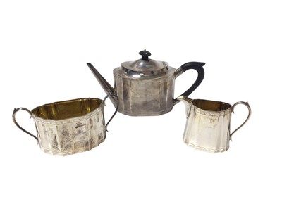 Lot 291 - Composite three piece silver teaset in the Georgian style