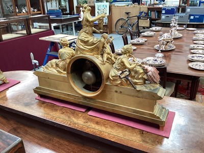 Lot 709 - Fine quality large 19th century French ormolu clock garniture by Lerolle à Paris with Sèvres porcelain panels