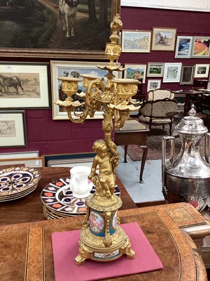 Lot 709 - Fine quality large 19th century French ormolu clock garniture by Lerolle à Paris with Sèvres porcelain panels