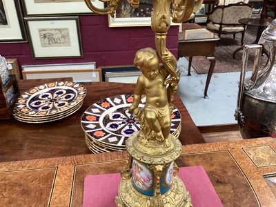 Lot 709 - Fine quality large 19th century French ormolu clock garniture by Lerolle à Paris with Sèvres porcelain panels