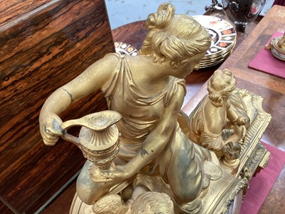 Lot 709 - Fine quality large 19th century French ormolu clock garniture by Lerolle à Paris with Sèvres porcelain panels