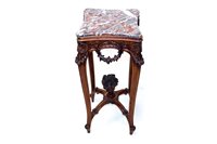 Lot 1452 - Good Continental carved walnut marble-topped...