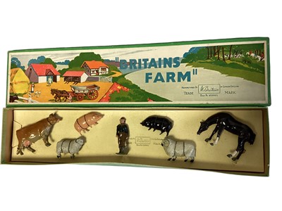 Lot 210 - Britains Farm Box Set including Cow, 2 Pigs, 2 Rams, Horse & Land Girl,  No.54F (1)