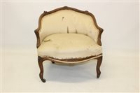 Lot 1455 - 19th century French walnut framed low armchair,...