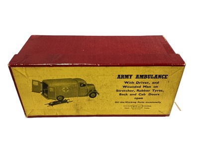 Lot 212 - Britains Army Ambulance with Driver and Wounded Man on stretcher, No.1512 & Army Lorry (Cab Door Loose) with Driver No.1335, both in original boxes (2)