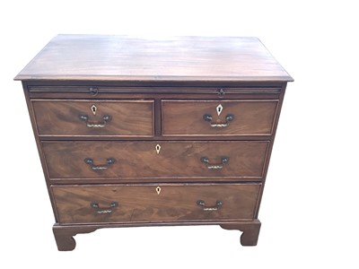 Lot 1219 - Georgian mahogany batchelors chest with pull out slide, two short and two long drawers below, 85cm wide, 46cm deep, 79cm high