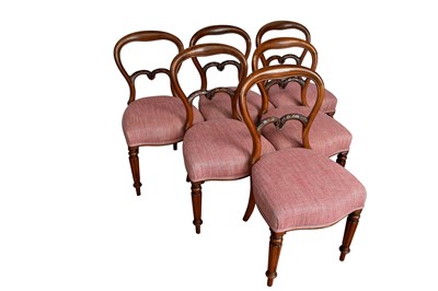 Lot 1364 - Set of six Victorian mahogany balloon back dining chairs