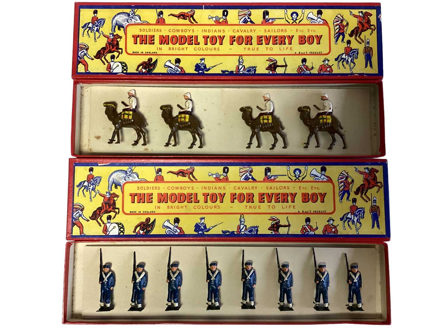 Lot 196 - The Model Toy for Every Boy Series Vintage Soldier Box Sets Including Mounted Camel Riders, Grendier Guards, Sscottish Infantry, Naval Infantry, & British Waterloo Infantry (5)