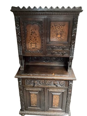 Lot 1251 - 19th century carved oak two height bookcase