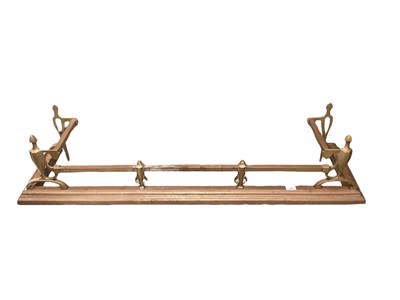 Lot 1260 - Victorian brass fender, 134cm wide