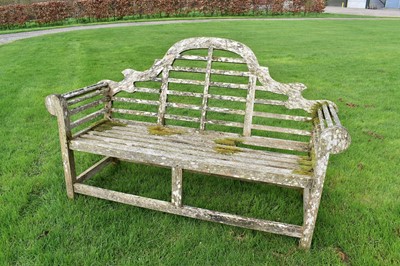 Lot 1399 - Lutyens style teak garden bench, approximately 166cm wide