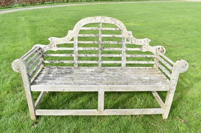 Lot 1400 - Lutyens style teak garden bench, approximately 166cm wide