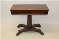 Lot 1466 - William IV rosewood card table, the rounded...