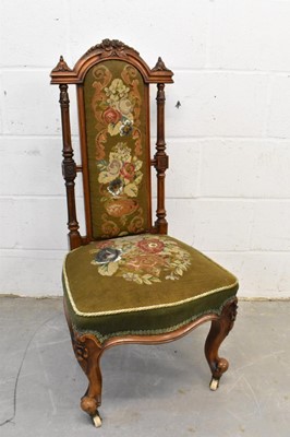 Lot 1434 - Victorian walnut and tapestry side chair