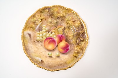 Lot 245 - Four Royal Worcester plates, painted with studies of fruit, three signed by N. Creed and one by D. Shinnie, 27cm diameter