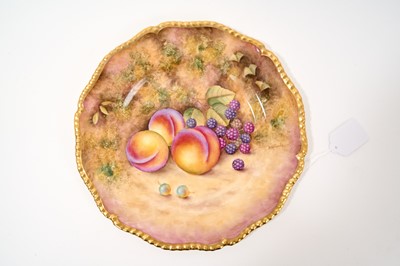 Lot 245 - Four Royal Worcester plates, painted with studies of fruit, three signed by N. Creed and one by D. Shinnie, 27cm diameter