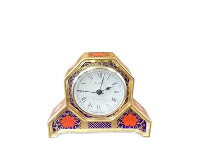 Lot 1106 - Royal Crown Derby Old Imari pattern 1128 mantel clock, 10.5cm high