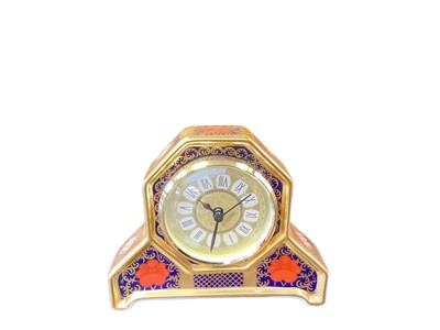 Lot 1108 - Royal Crown Derby Old Imari pattern 1128 mantel clock, 10.5cm high