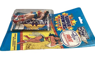 Lot 4 - Mego Corp (c1979) Pocket Super Heroes Superman 4” action figure, on card with bubblepack No.94010 & Star Trek Five Face 3 3/4” action figure , Remco Defenders of Peace Granite US15 & Wonder Woman (4)