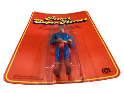 Lot 4 - Mego Corp (c1979) Pocket Super Heroes Superman 4” action figure, on card with bubblepack No.94010 & Star Trek Five Face 3 3/4” action figure , Remco Defenders of Peace Granite US15 & Wonder Woman (4)