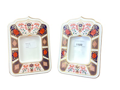 Lot 1109 - Pair of Royal Crown Derby Old Imari pattern 1128 photo frames, 17.25cm high