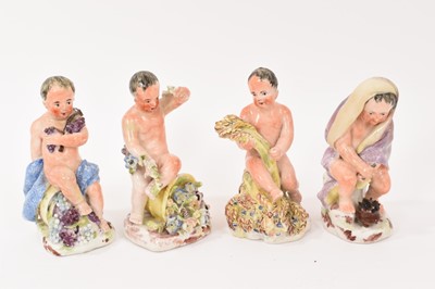 Lot 235 - Set of four unusual Continental porcelain figures, emblematic of the Seasons, circa 1760