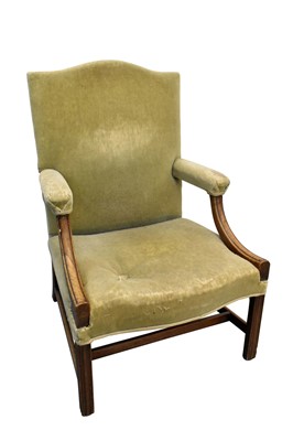 Lot 1405 - George III mahogany Gainsborough open armchair