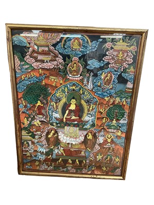 Lot 144 - Tibetan thanka painted with deities